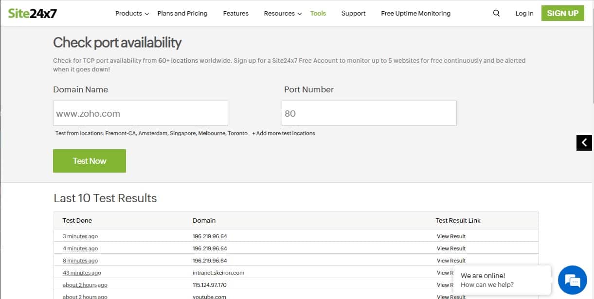 Site24x7 Port Test Tool