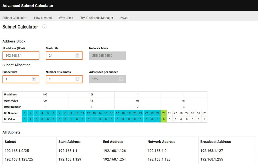 SolarWinds Advanced Subnet Calculator