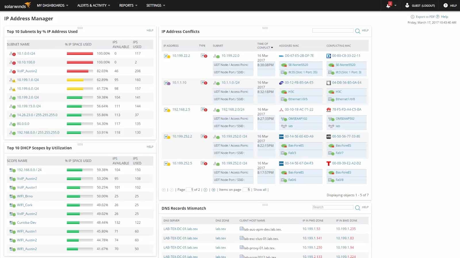 SolarWinds IP Address Scanner with IPAM