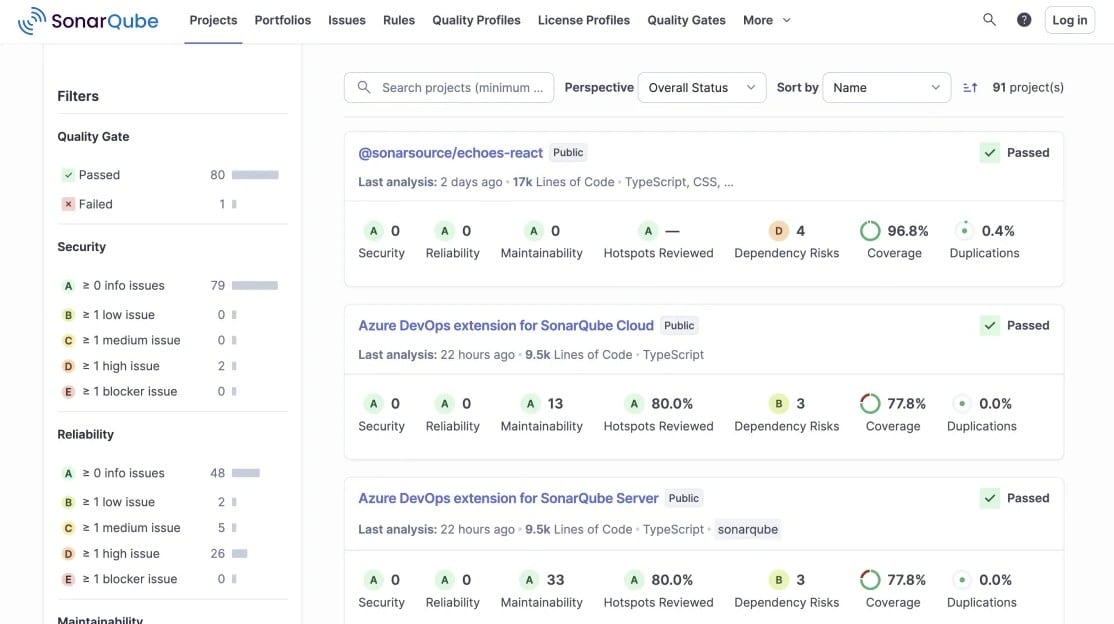 SonarQube Project Filters