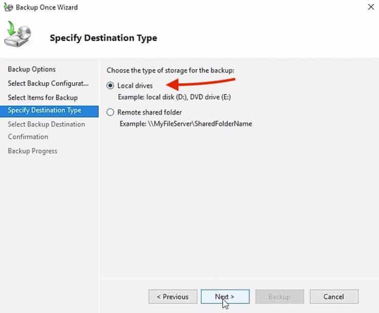 Specify Destination Type