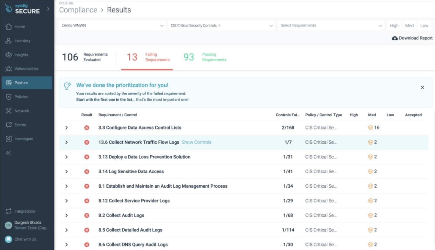 Sysdig Secure Compliance