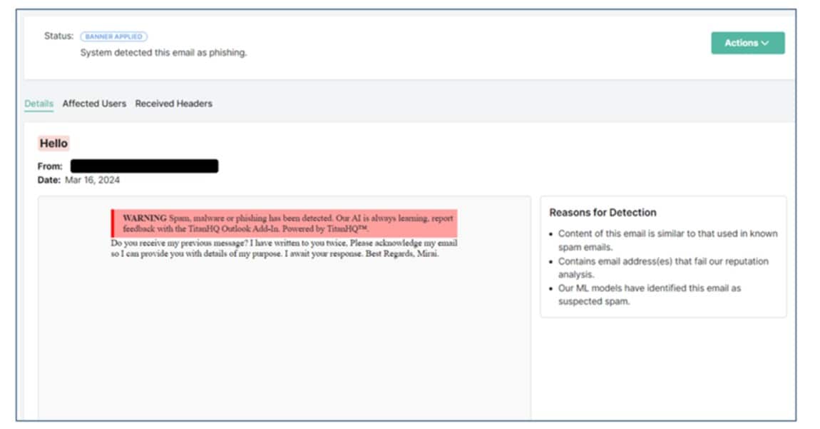 TitanHQ anti-phishing protection