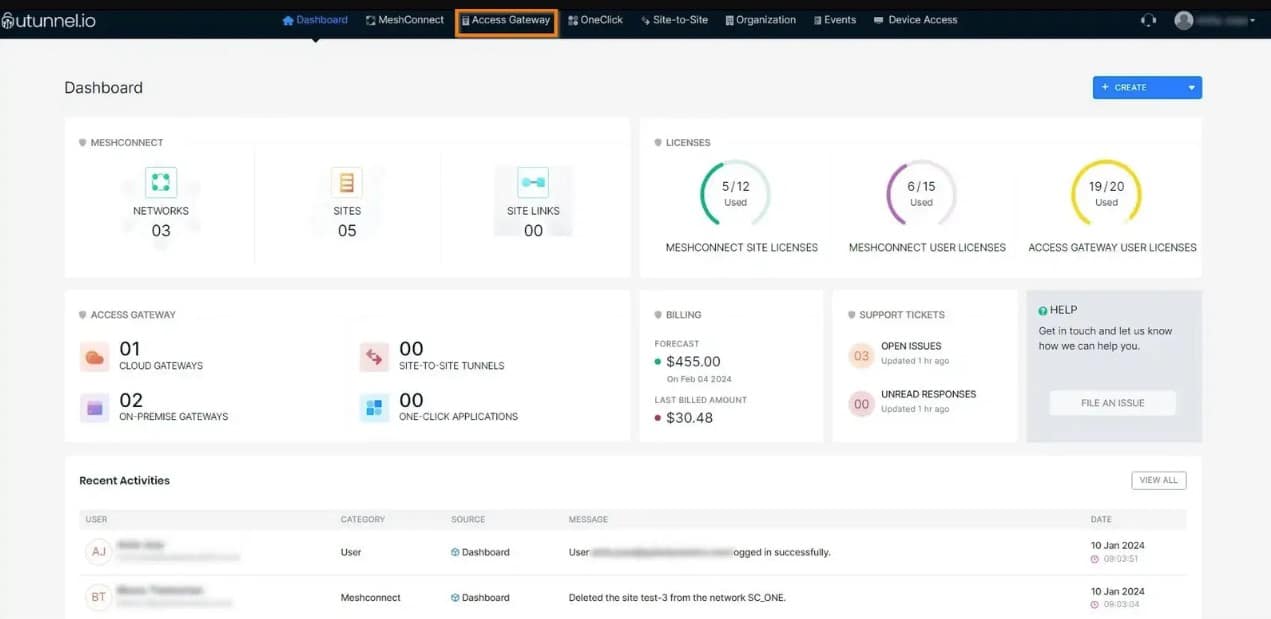 UTunnel Active VPN Sessions