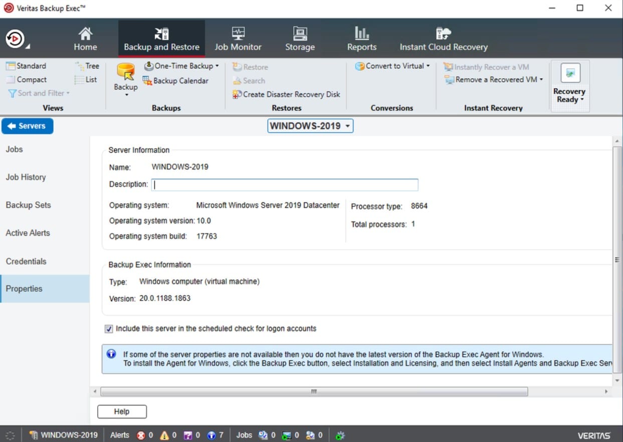 Veritas Backup Exec exchange server backup