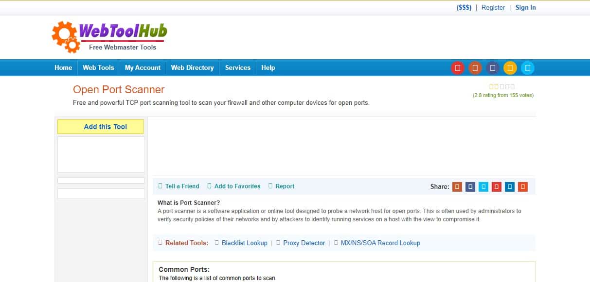 Web Tool Hub Open Port Scanner