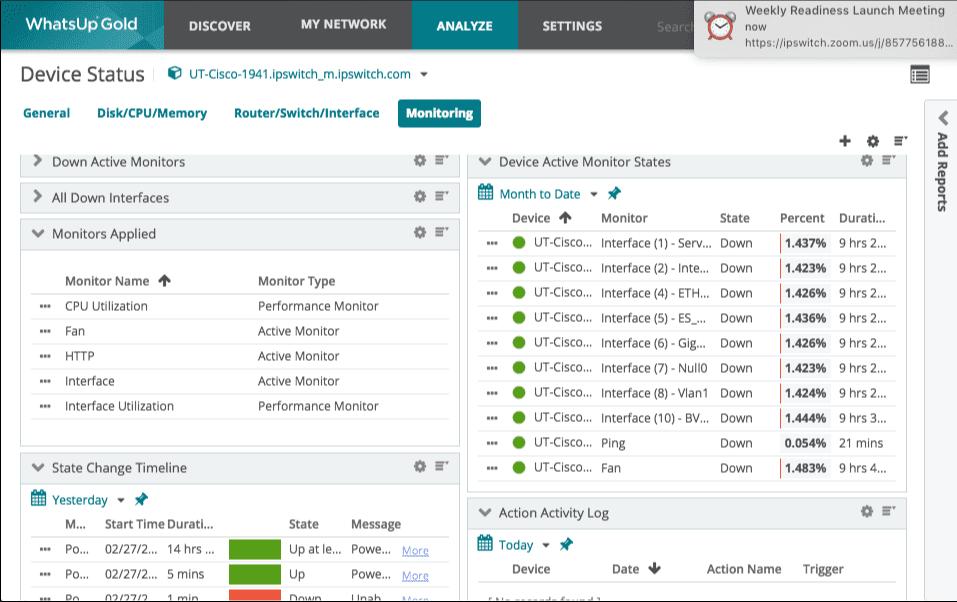 WhatsUp Analyze Device Status
