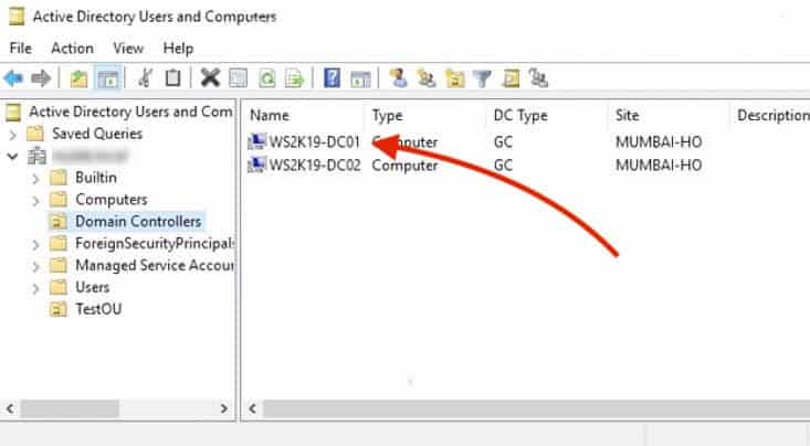 aduc domain controllers window