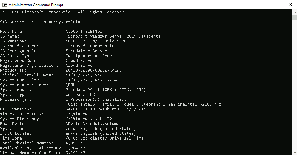 check uptime systeminfo