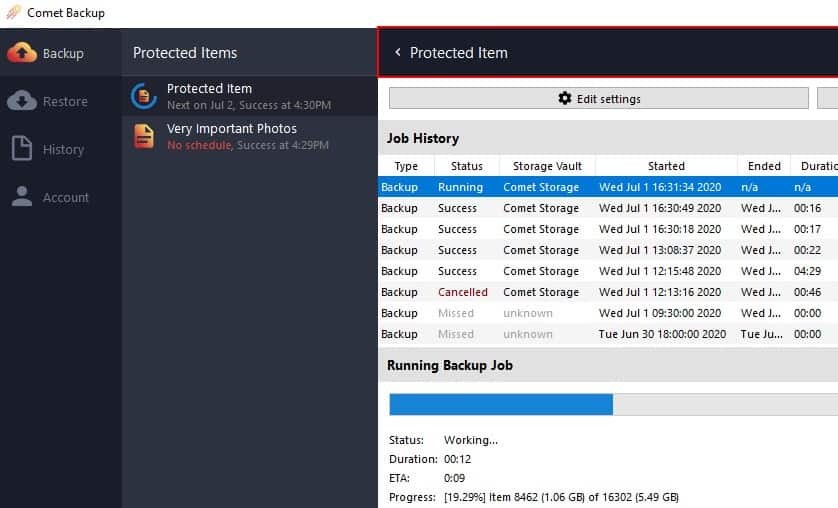 Comet Backup