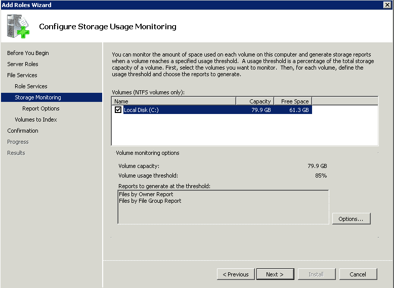 configure storage usage