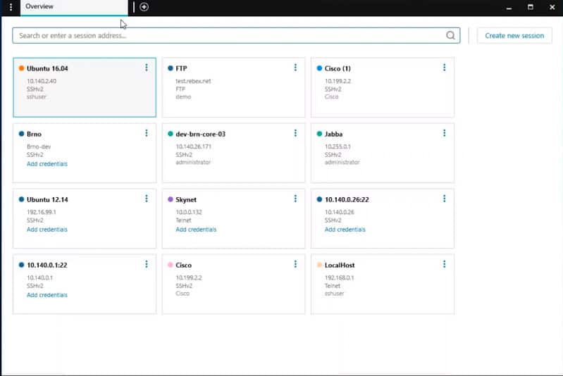 dashboard of Solar-PuTTY by Solarwinds