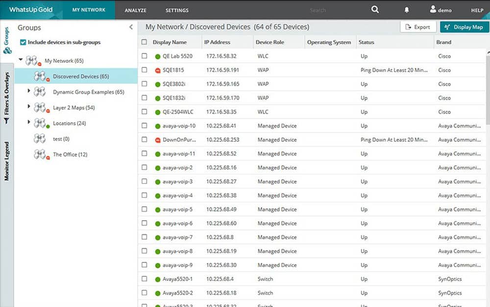 discovered devices dashboard