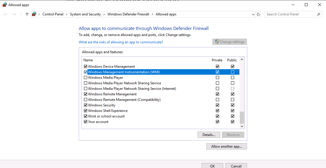 enable wmi