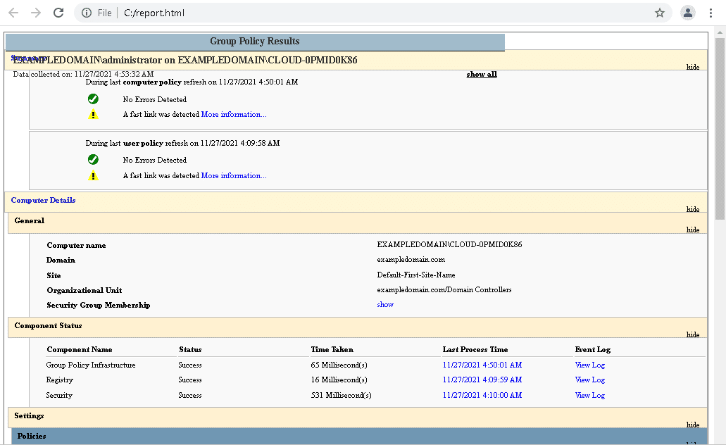 gpresult html report