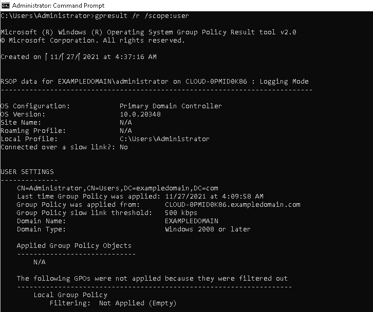 gpresult user information page1
