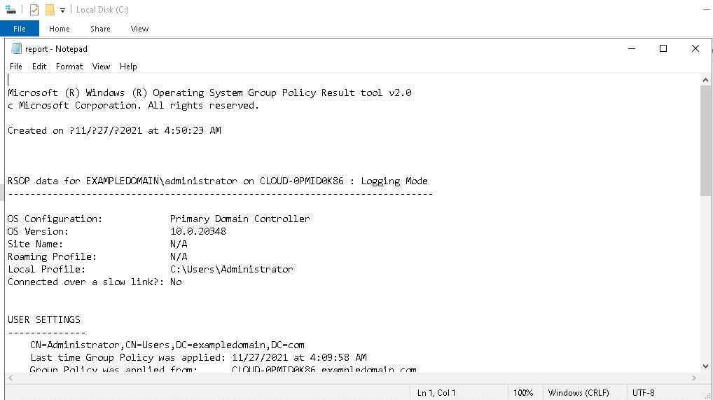 gpresult text report