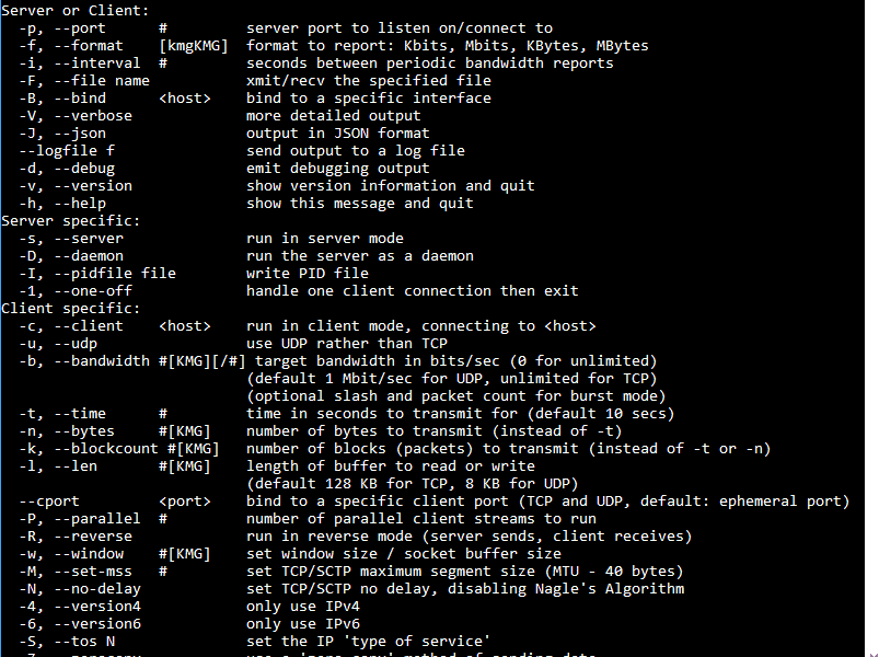 iPerf Server to Client