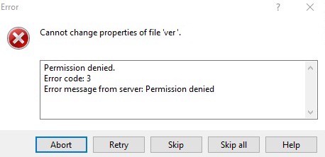 Error Message: SFTP permission denied
