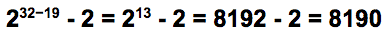 number of hosts for /19 subnet