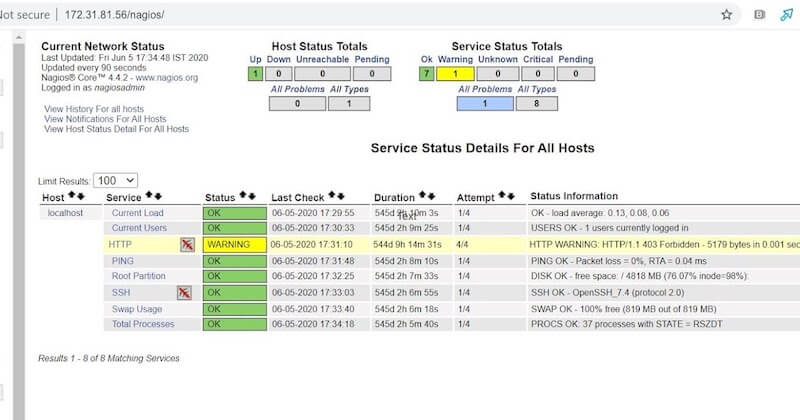 Nagios interface