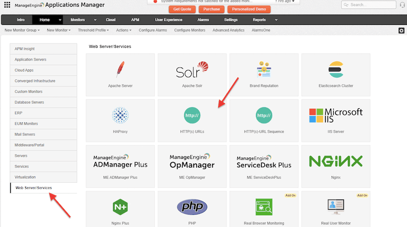 ManageEngine Applications Manager add a new monitor without installing any agent software