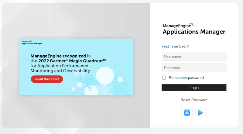 Opening and using ManageEngine Applications Manager