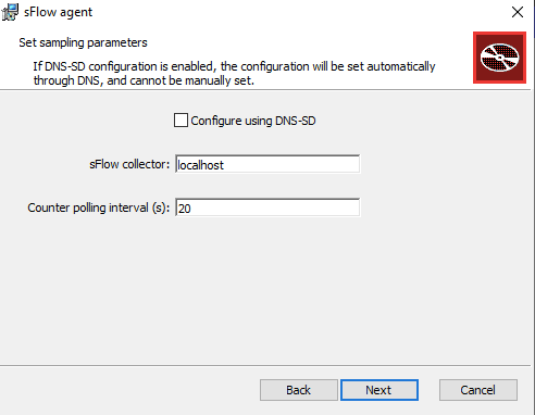sFlow collector deployed on the same machine, leaving the 'localhost' default value