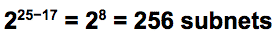 How about /25 subnets from a /17 block?