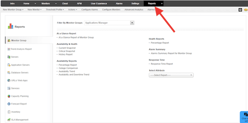 ManageEngine Applications Manager generation of reports