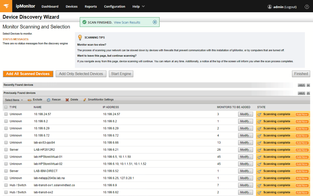 SolarWinds ipMonitor Application & Service Monitoring