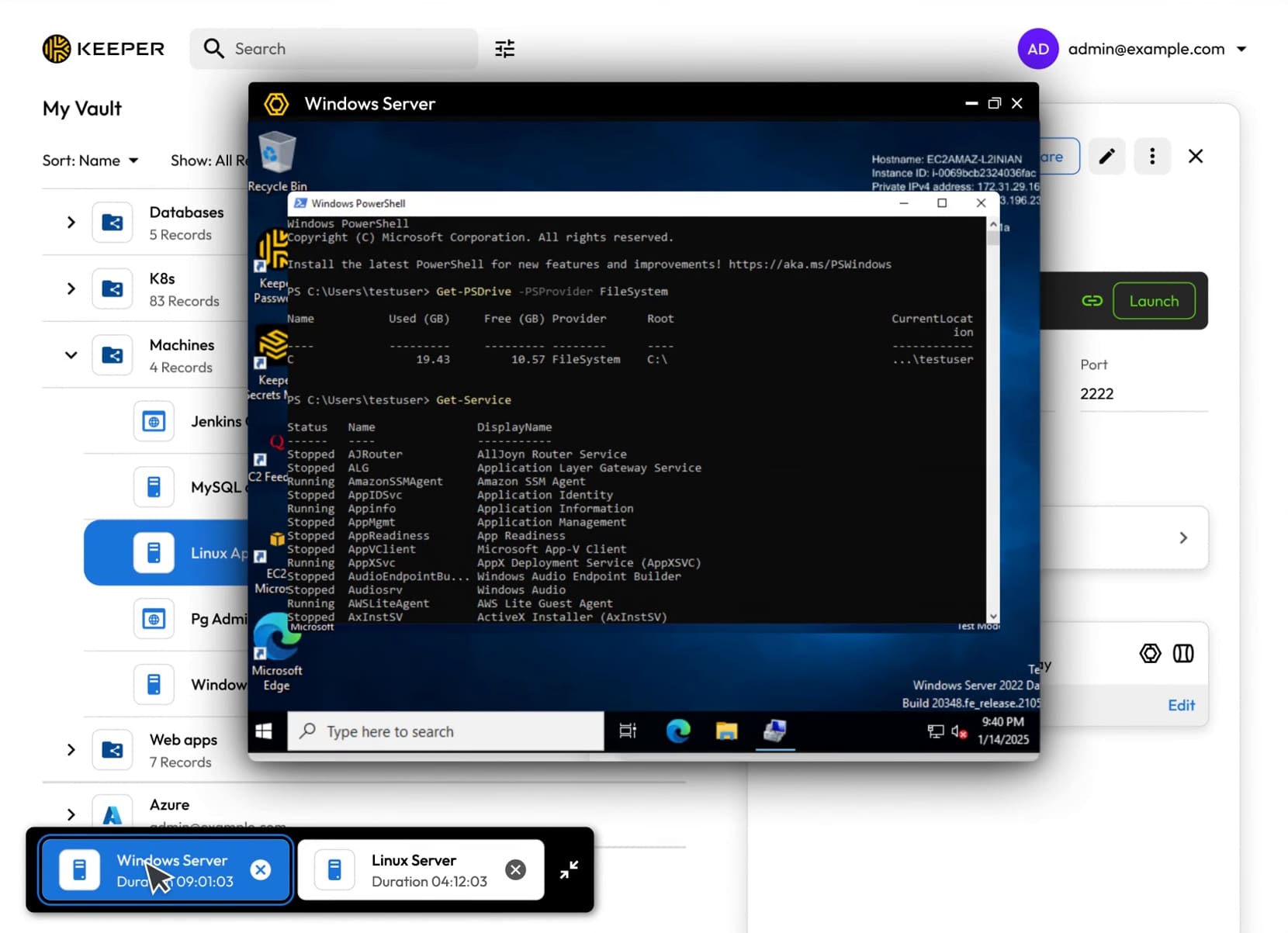 Keeper enterprise password manager dashboard