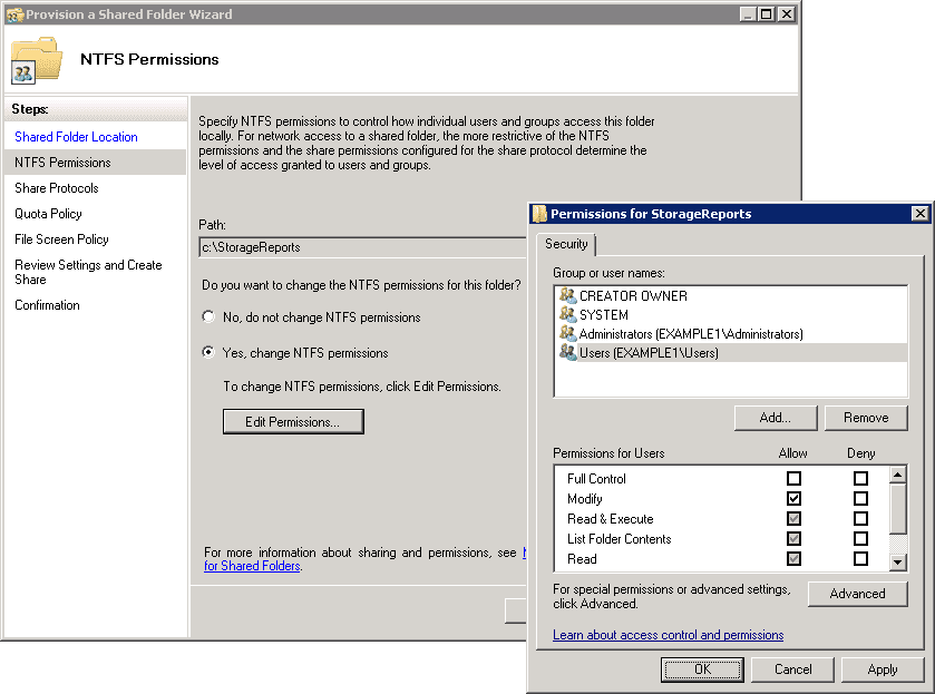 provision shared folder