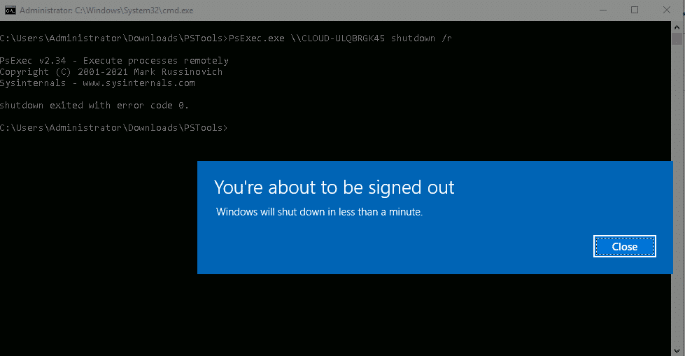 reboot using psexec