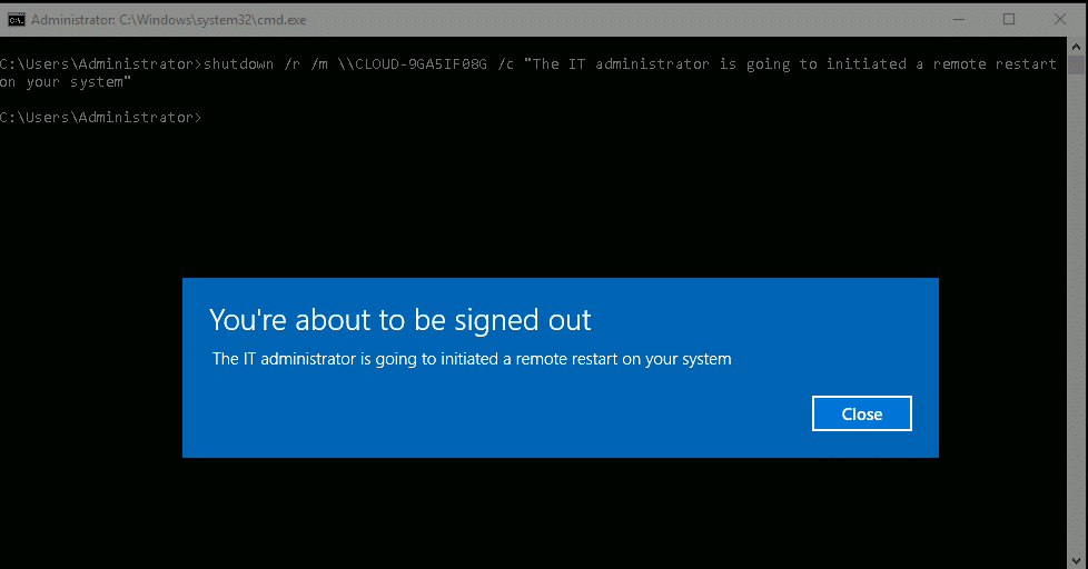 restart with message