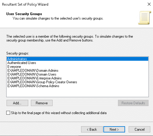 rsop add group