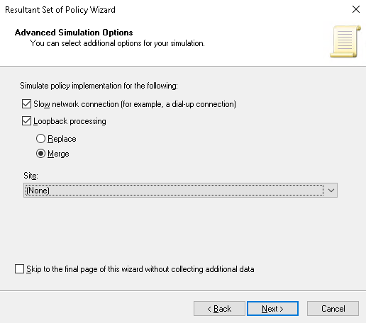 rsop advanced option