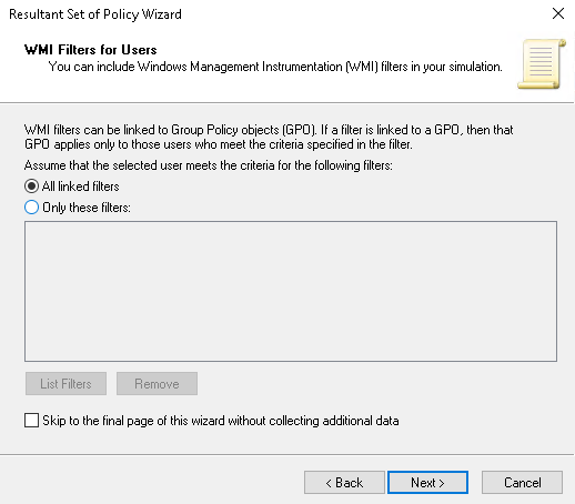 rsop select wmi filter