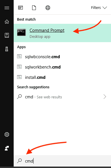 search for cmd command