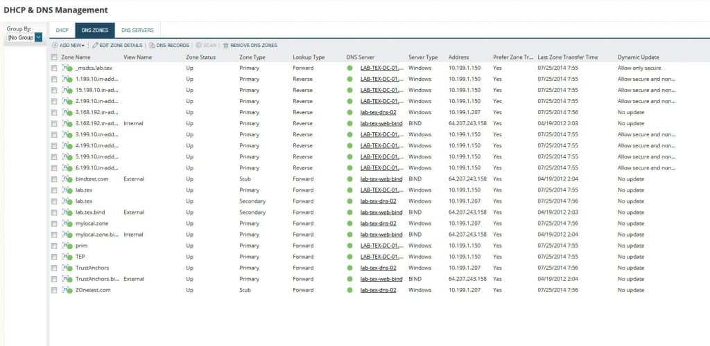 solarwinds dns zone management
