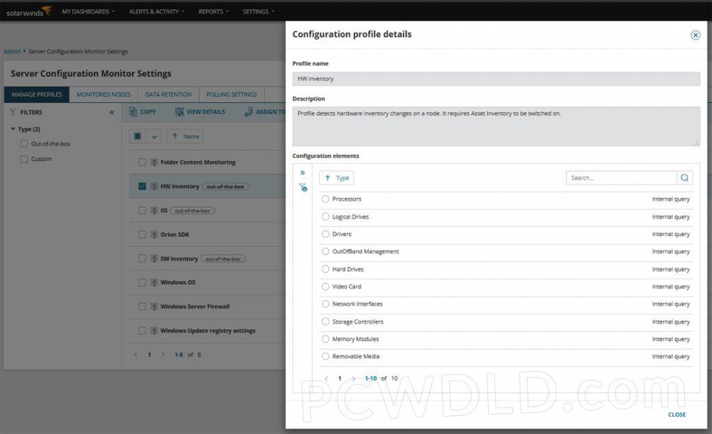 solarwinds hardware profile tab