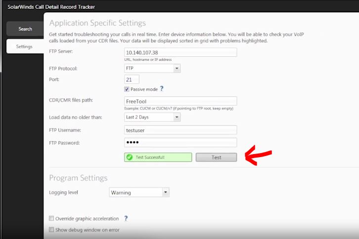 test ftp cdr connection