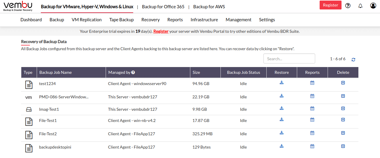 vembu dashboard screenshot