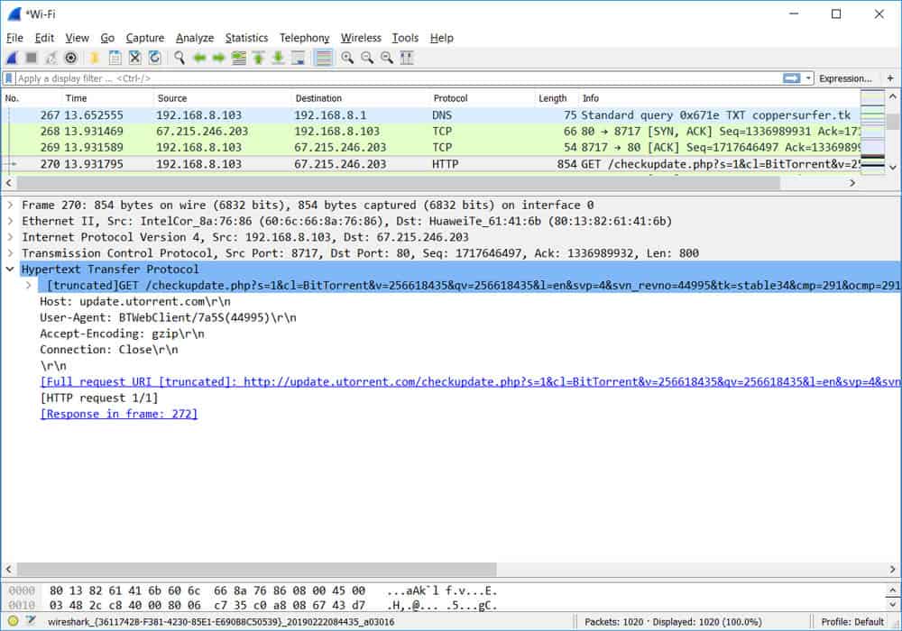 wireshark bittorrent packet inspection